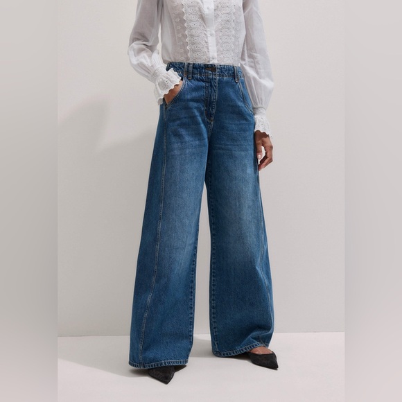 ME + EM Engineered Wide Jean size 6 Color mid blue denim